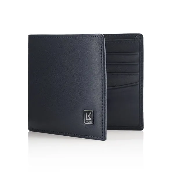 Full grain leather wallet in blue - 8 card slot