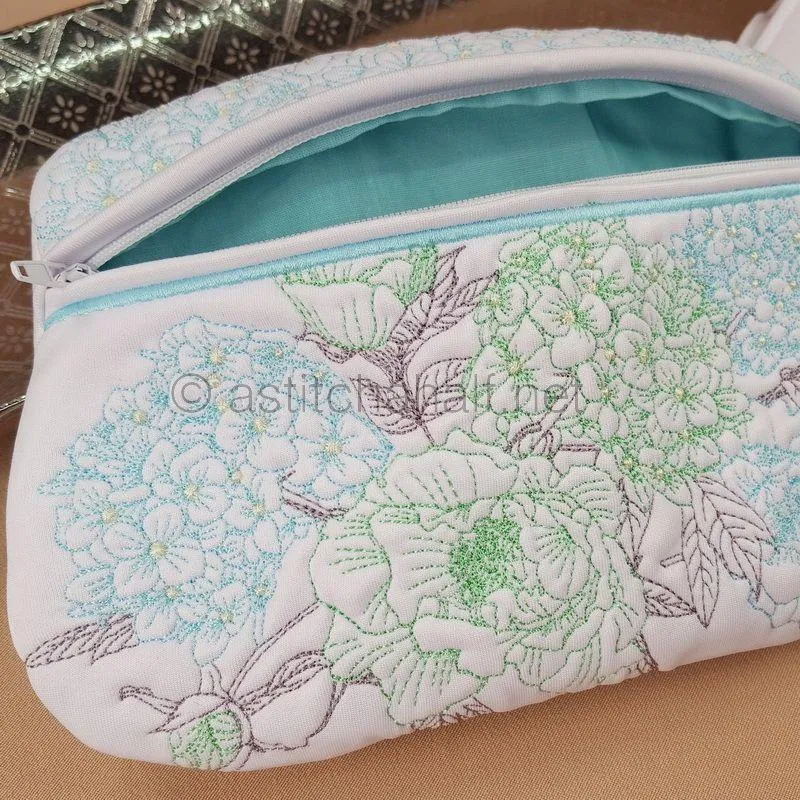 Gentle Blooming Hydrangea Zipper Purse