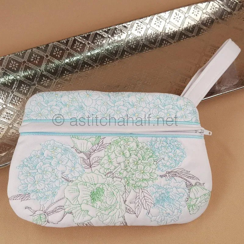 Gentle Blooming Hydrangea Zipper Purse