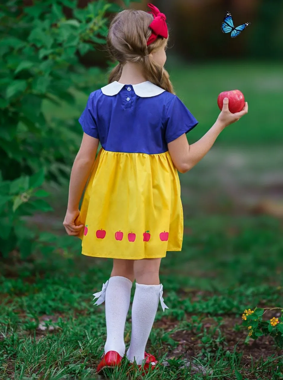 Girls Back to School Snow White-Inspired Dress with Matching Purse Set