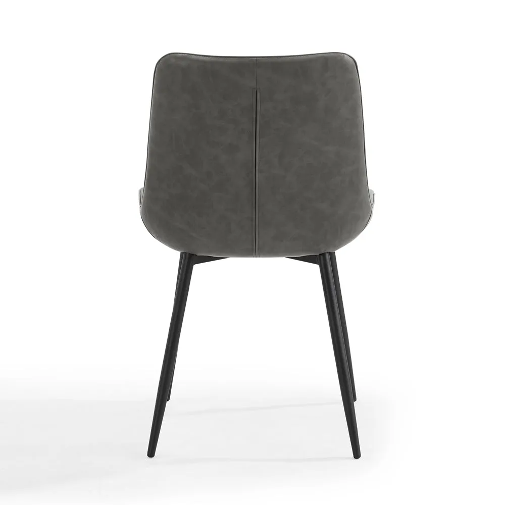 Girona Dining Chair Set of 2, Grey Faux Leather