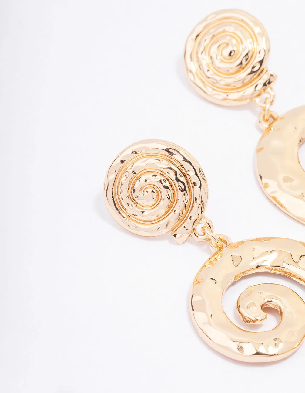 Gold Hammered Twisted Drop Earrings