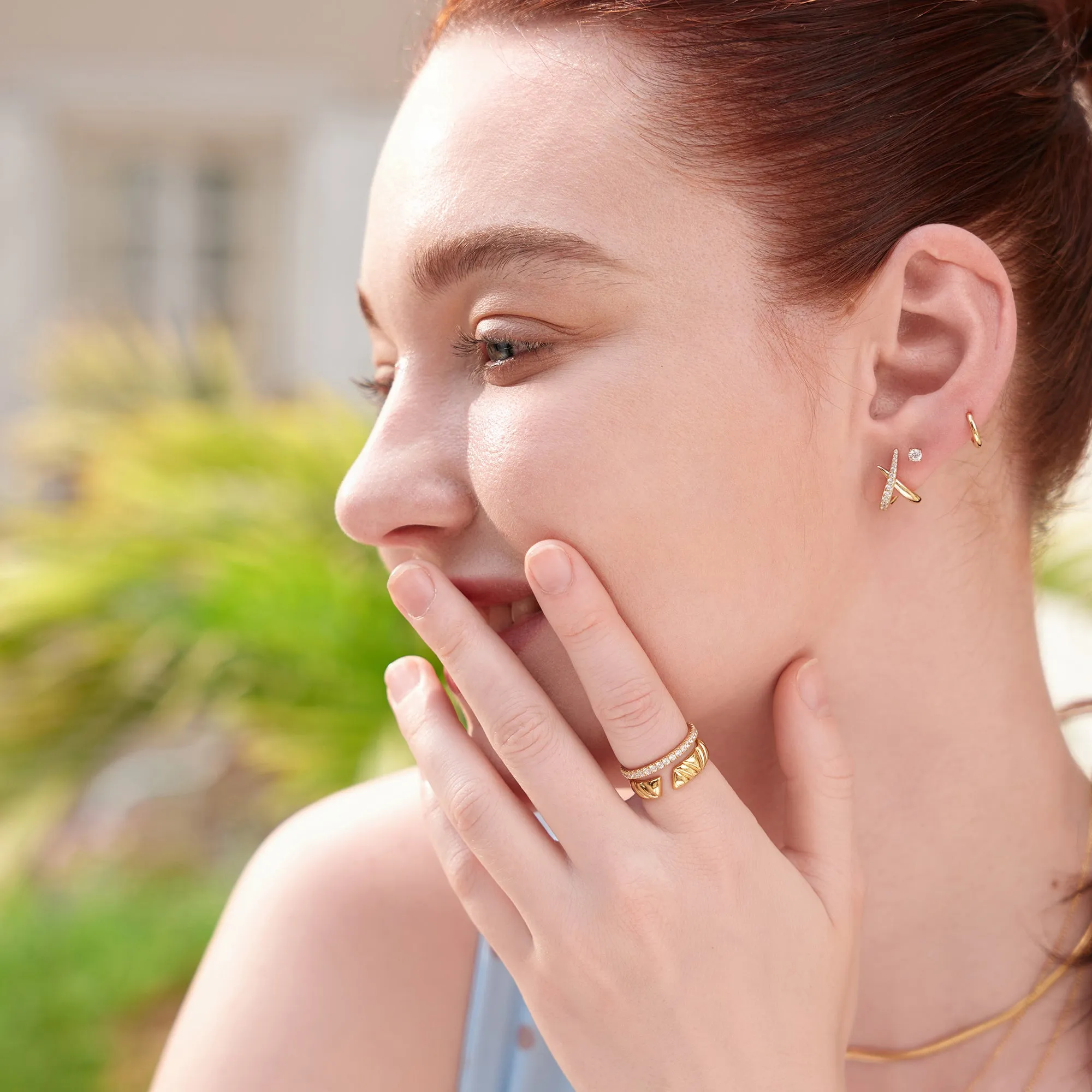 Gold Irregular Twill Adjustable Ring