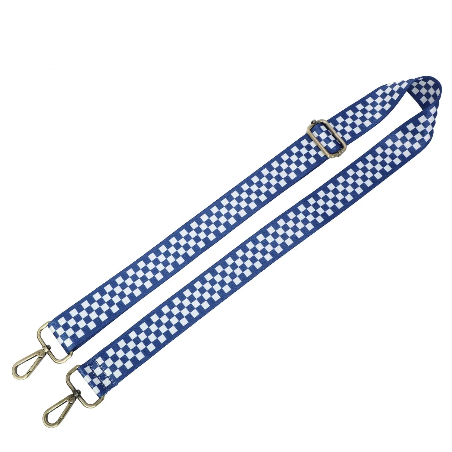 Guitar Strap - Checkers 2 (Blue White Checkers)