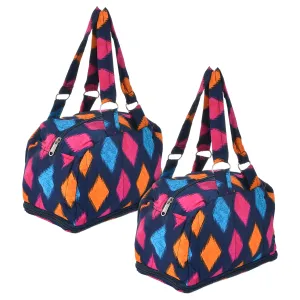 Heart Home Navajo Pattern Everday Use Women Bag for Travel: Shopping: School: Work- Pack of 2 (Blue)-50HH01150