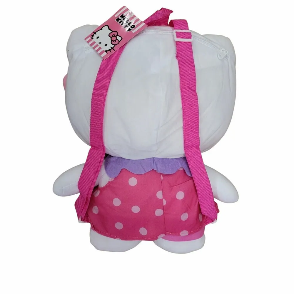 Hello Kitty 16 inch Polka Dot Dress Pink Plush Backpack