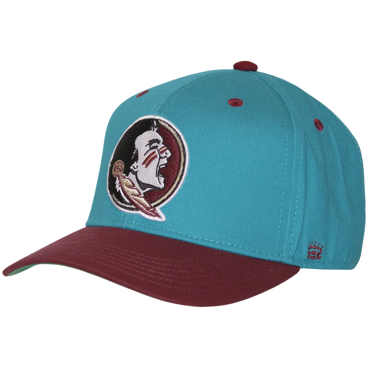 Homefield Seminole Logo Adjustable Flatbill Snapback Cap - Turquoise/Garnet