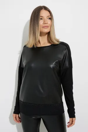 Joseph Ribkoff Sale, 224179 Faux Leather Front Top