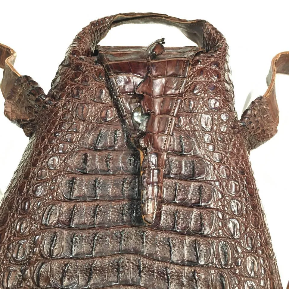 Kashani Chocolate Brown All-Over Alligator Backpack