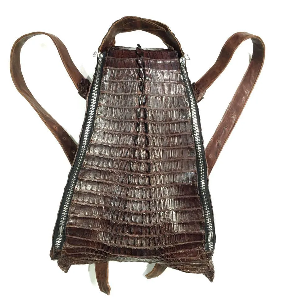 Kashani Chocolate Brown All-Over Alligator Backpack