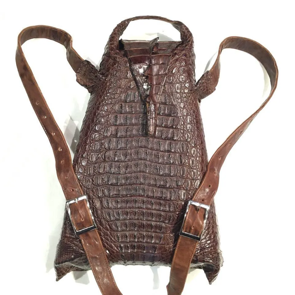 Kashani Chocolate Brown All-Over Alligator Backpack