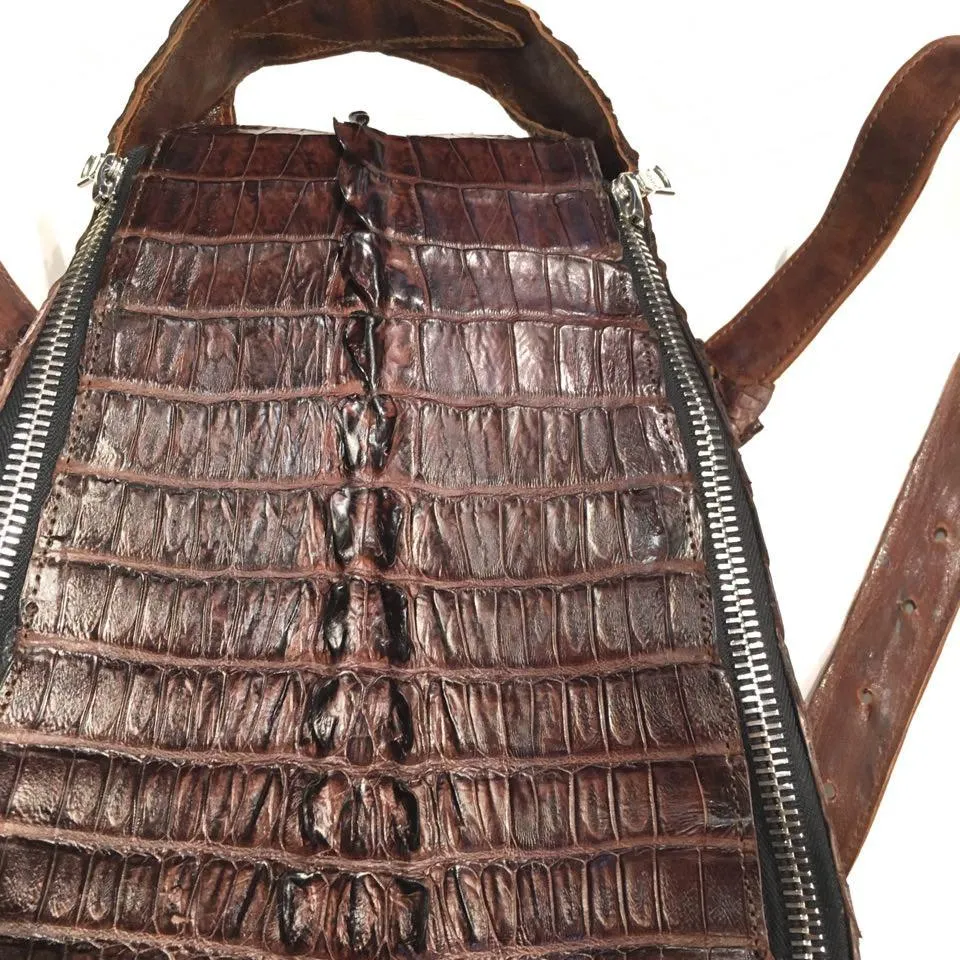 Kashani Chocolate Brown All-Over Alligator Backpack