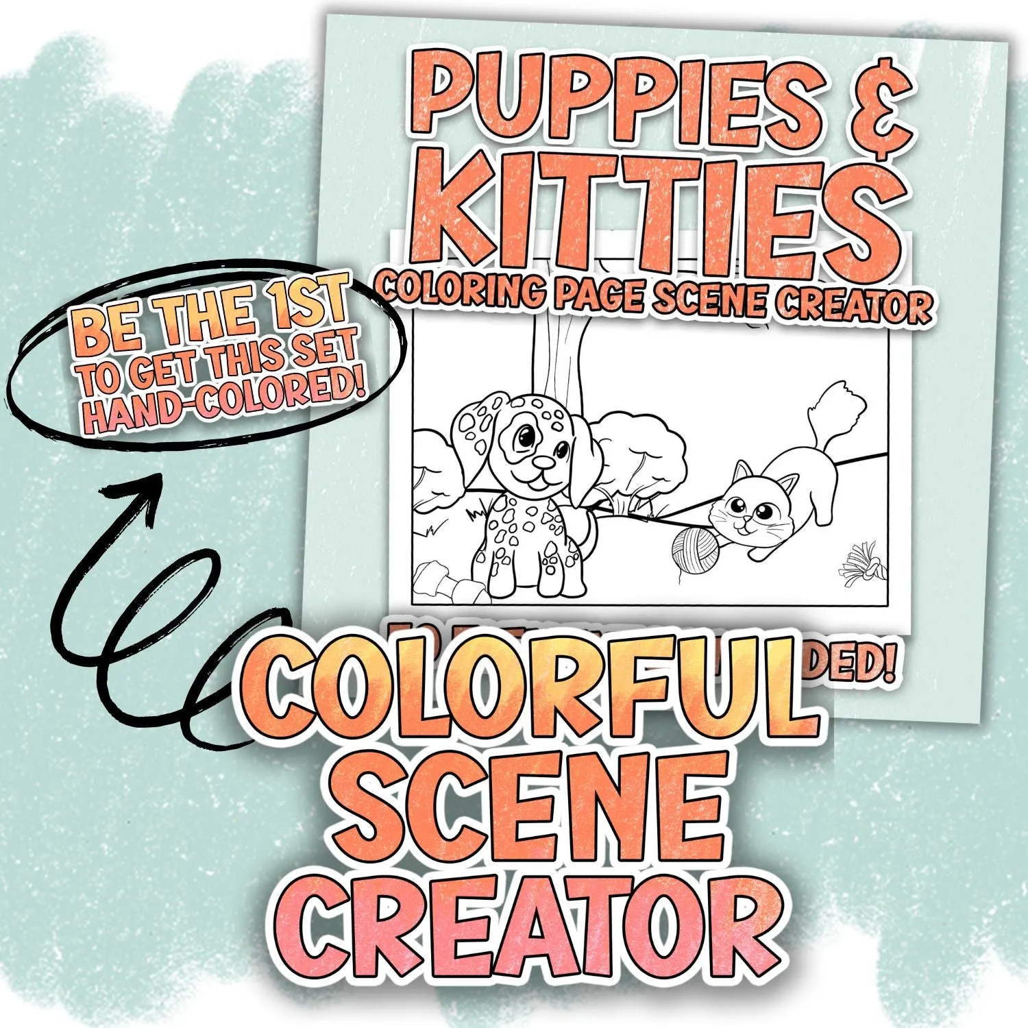 Kawaii Cute Puppies & Kitties - Colorful Scene Creator Set