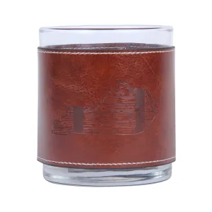 Kentucky Shape Bourbon Barrel Faux Leather Rocks Glass