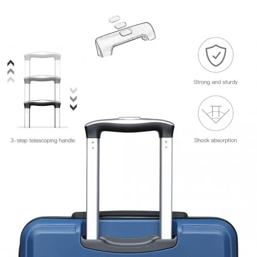 Kono ABS 28 Inch Sculpted Horizontal Design Suitcase - Navy Blue | Durable, Lightweight, and Secure Travel Companion