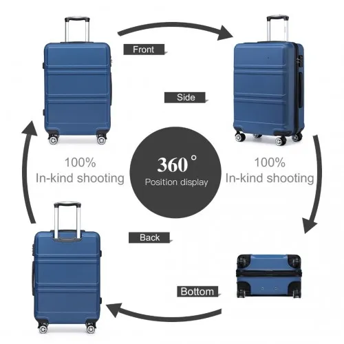 Kono ABS 28 Inch Sculpted Horizontal Design Suitcase - Navy Blue | Durable, Lightweight, and Secure Travel Companion