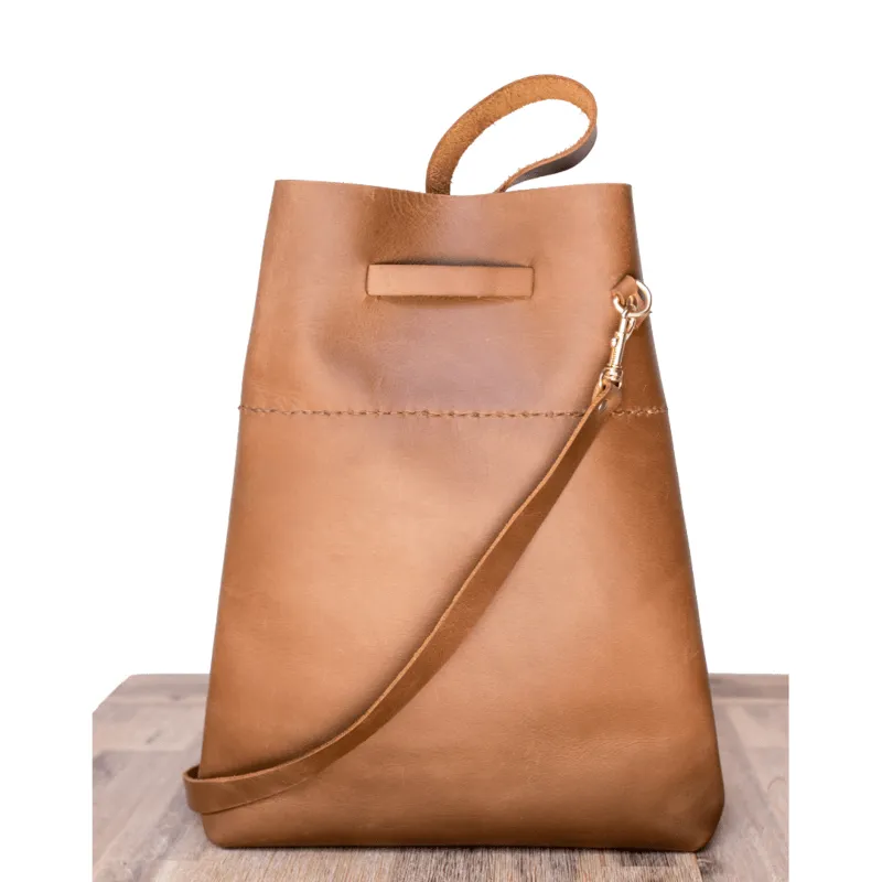 Leather Batseba Bucket Bag - Tan