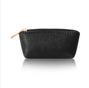 Leather Curved Mini Pouch | Black