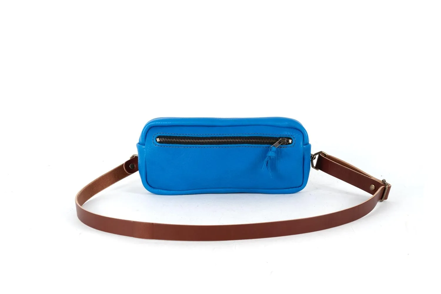 LEATHER FANNY PACK / LEATHER WAIST BAG - OCEAN BLUE - IN STOCK