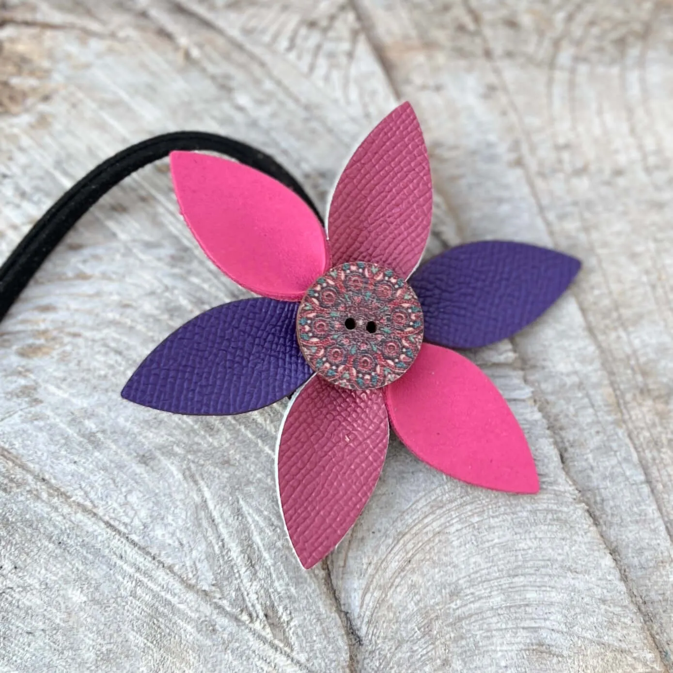 Leather Flower Bag Charm with Tote Loop in Spring Brights