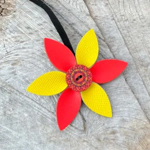 Leather Flower Bag Charm with Tote Loop in Spring Brights