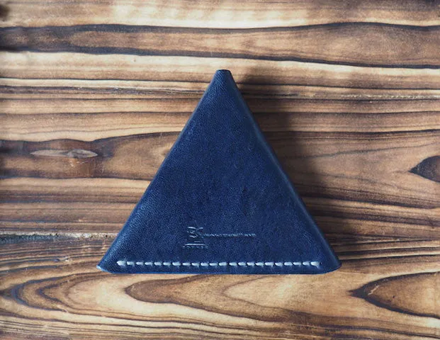 Leather Triangle Coin Purse #Blue