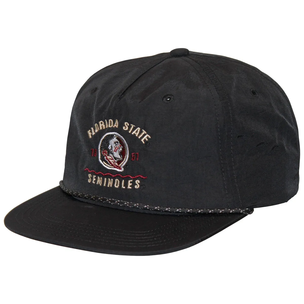 Legacy Seminole Logo/Florida State Seminoles Adjustable Nylon Flat Brim Cap - Black