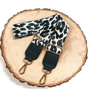 Leopard Print Adjustable Purse Strap in White and Black