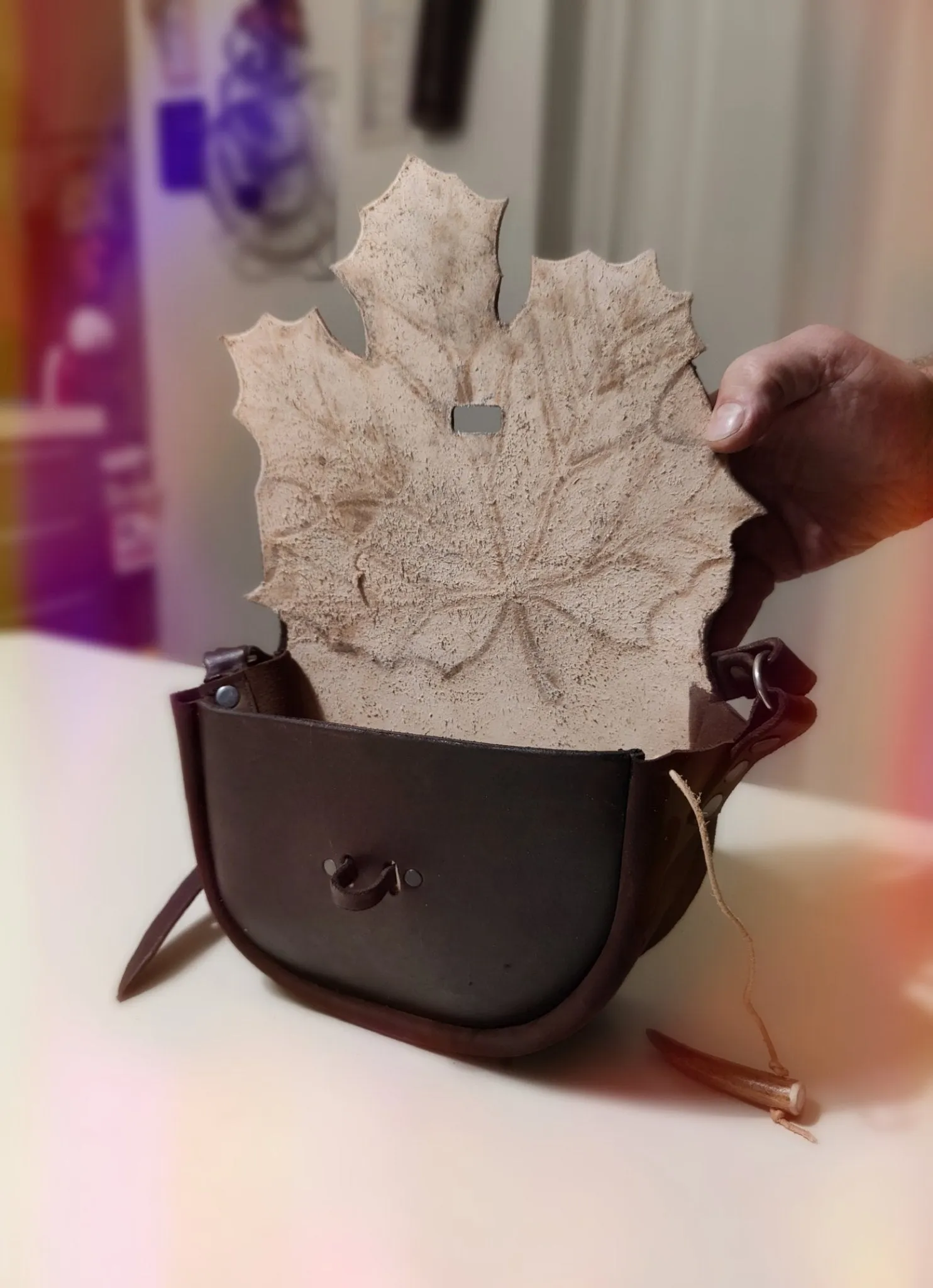 Maple leaf BAG - handmade leather belt or shoulder purse