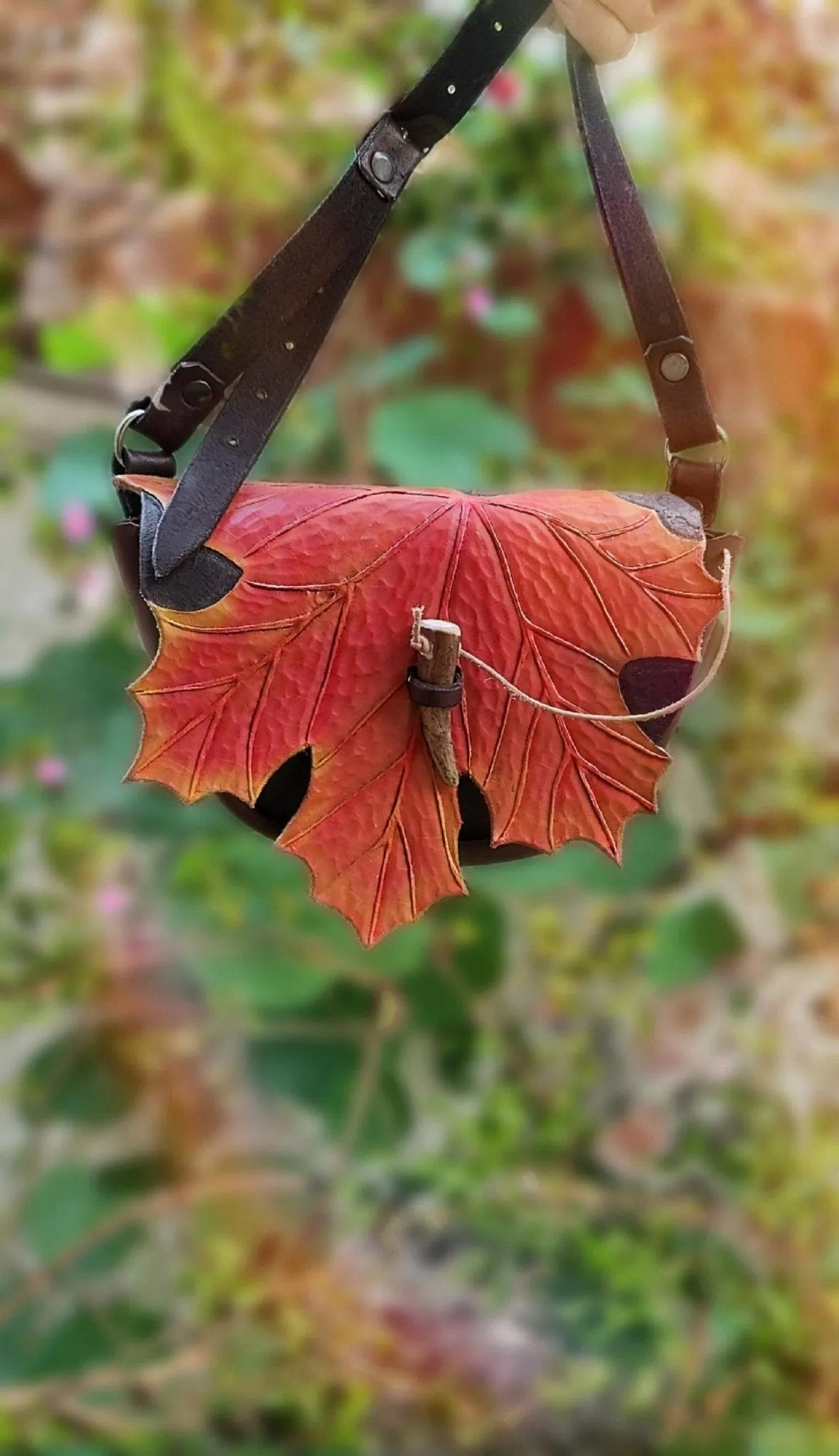 Maple leaf BAG - handmade leather belt or shoulder purse