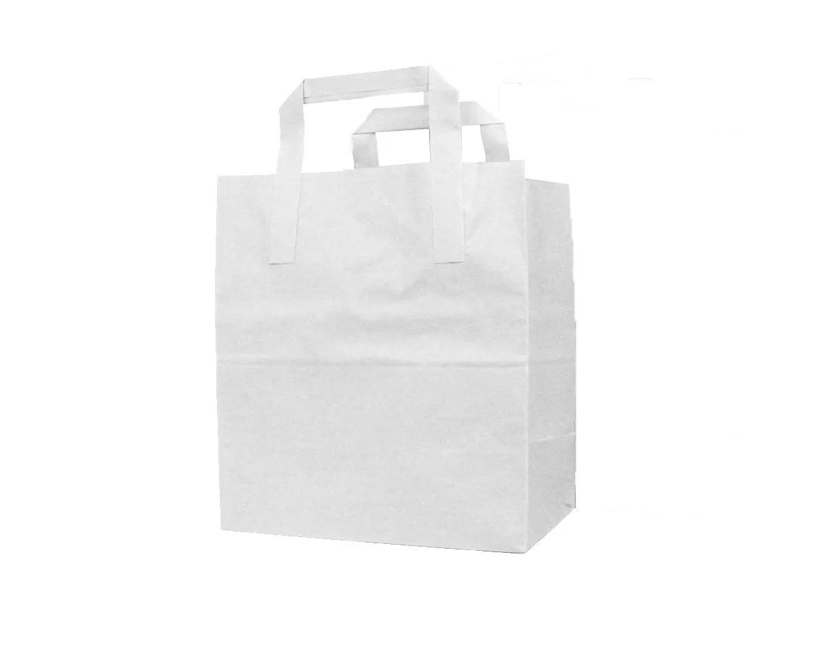 Medium White Flat Handle Paper Bags