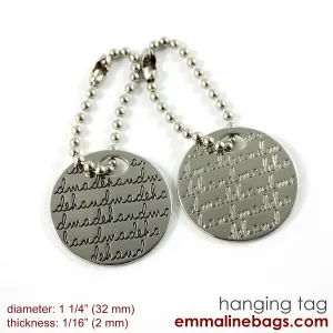 Metal Hanging Tag: Small Circle "handmade" in Nickel