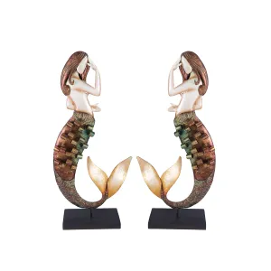 Metal Mermaid Figures, Set of 2