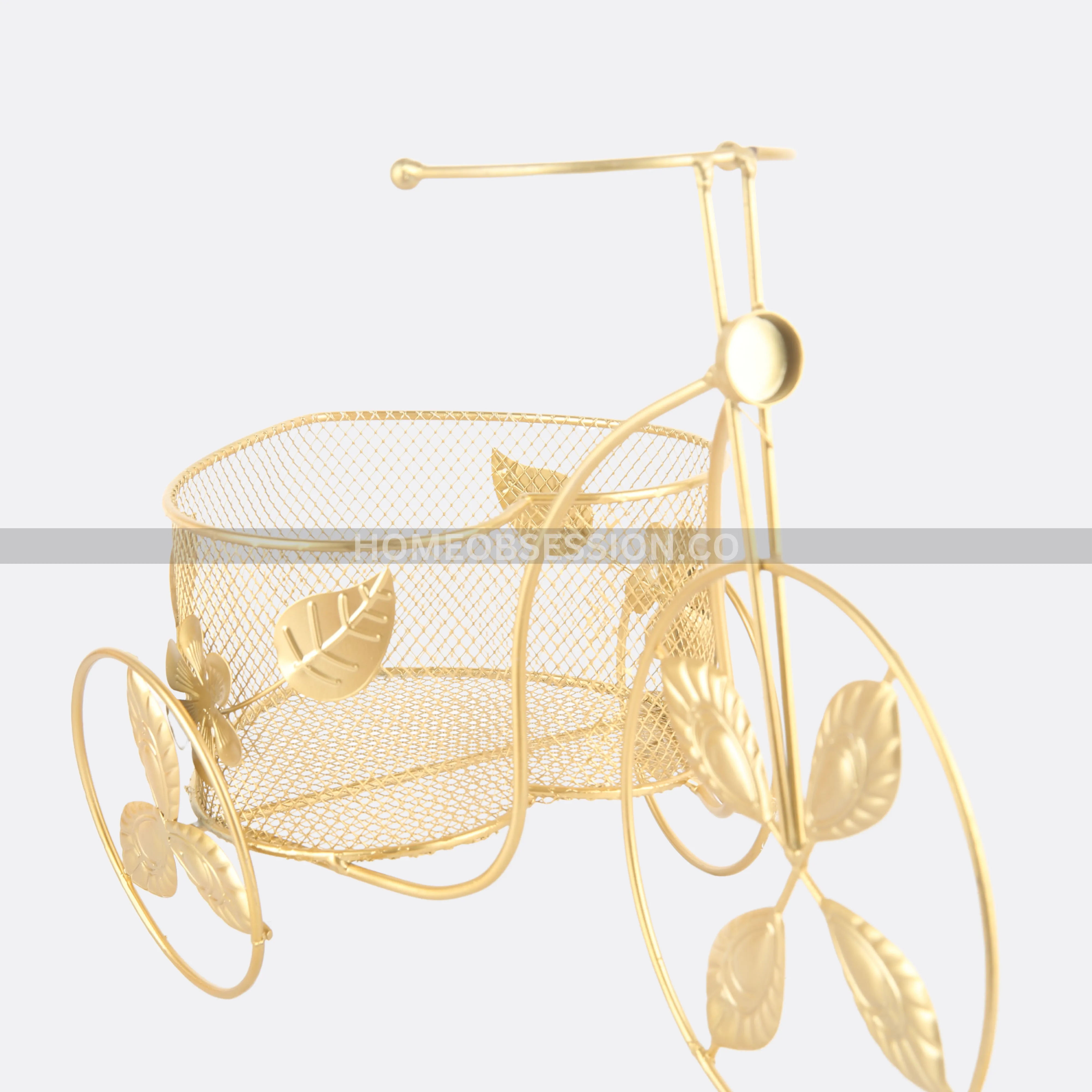 Metallic Heart Shaped Basket On Cycle