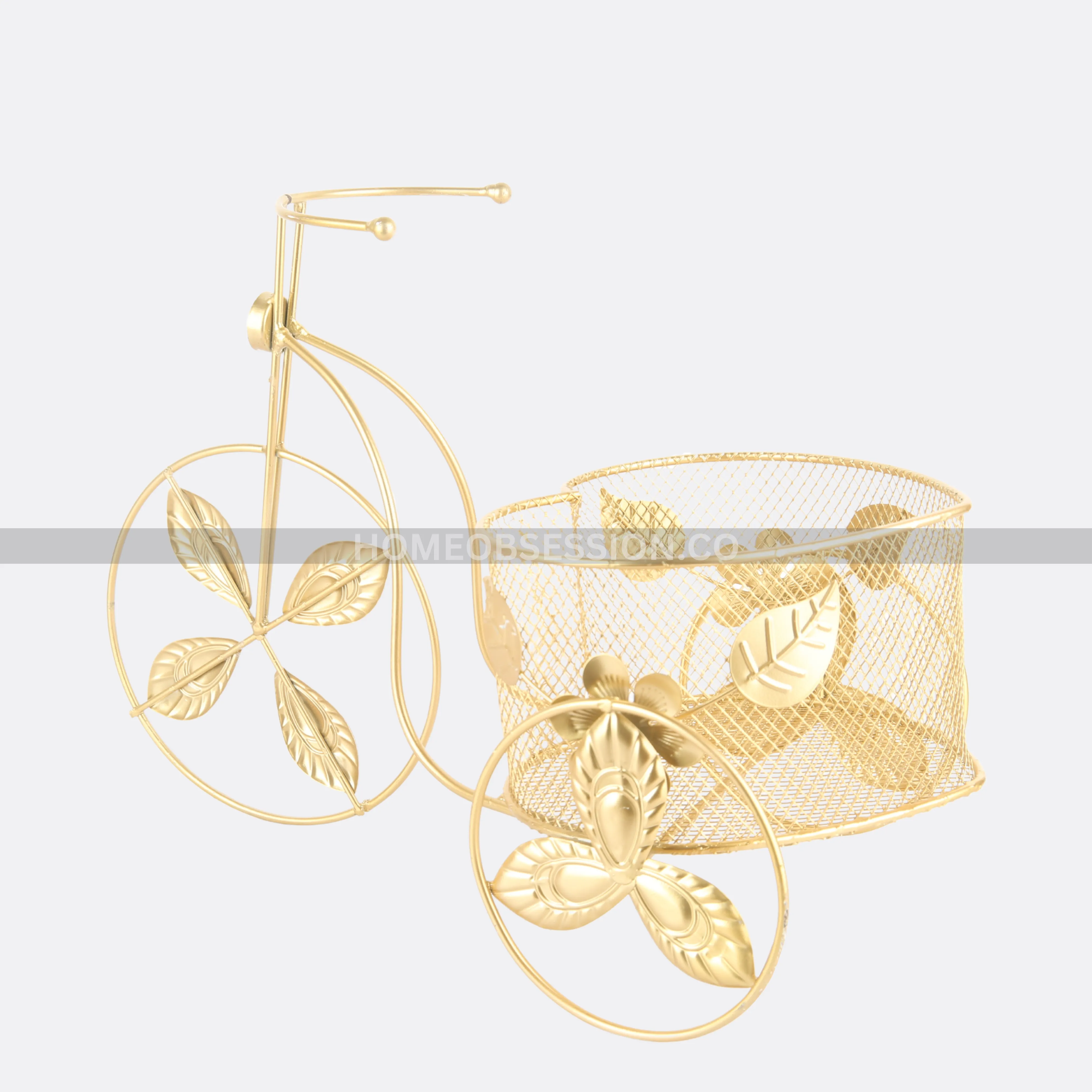 Metallic Heart Shaped Basket On Cycle