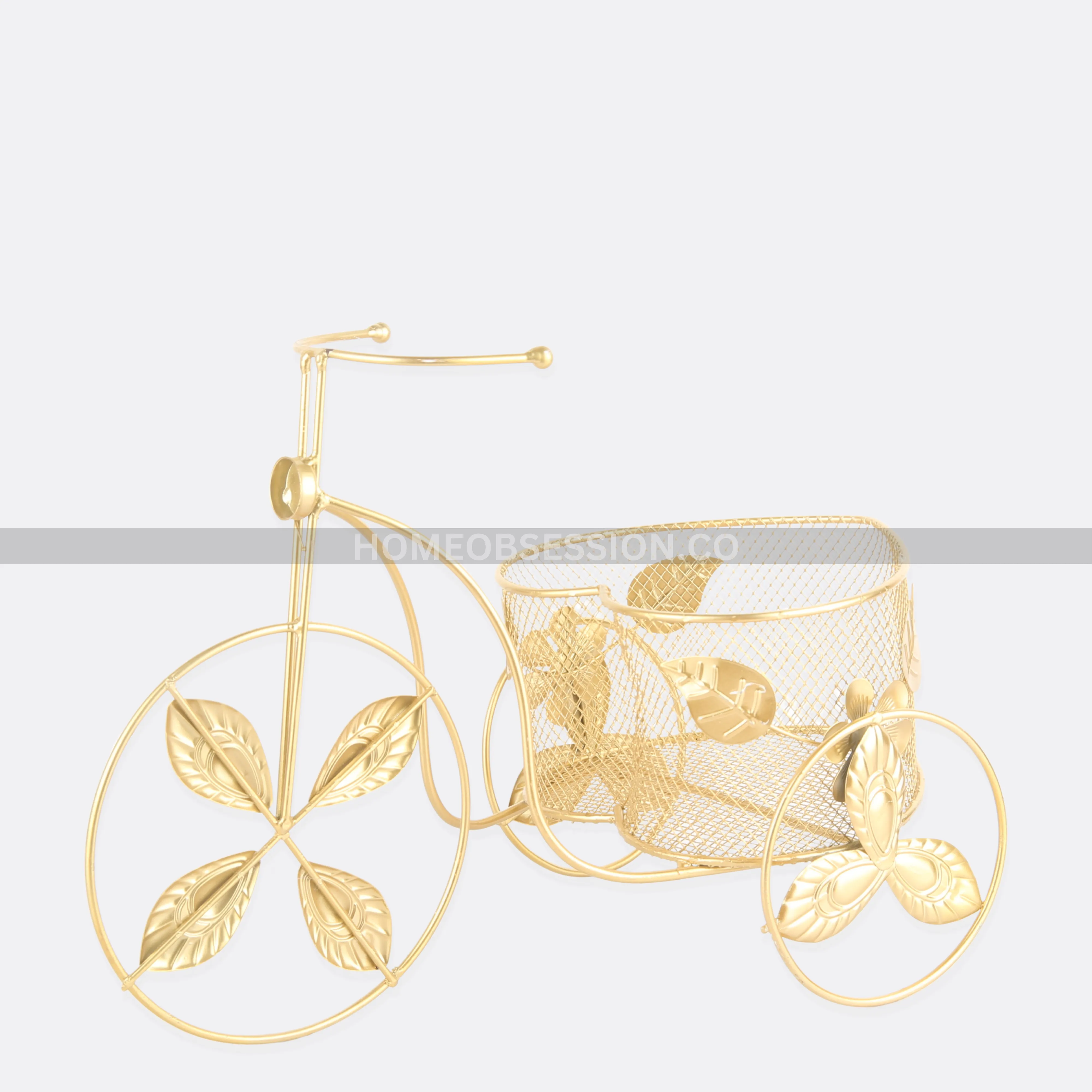 Metallic Heart Shaped Basket On Cycle