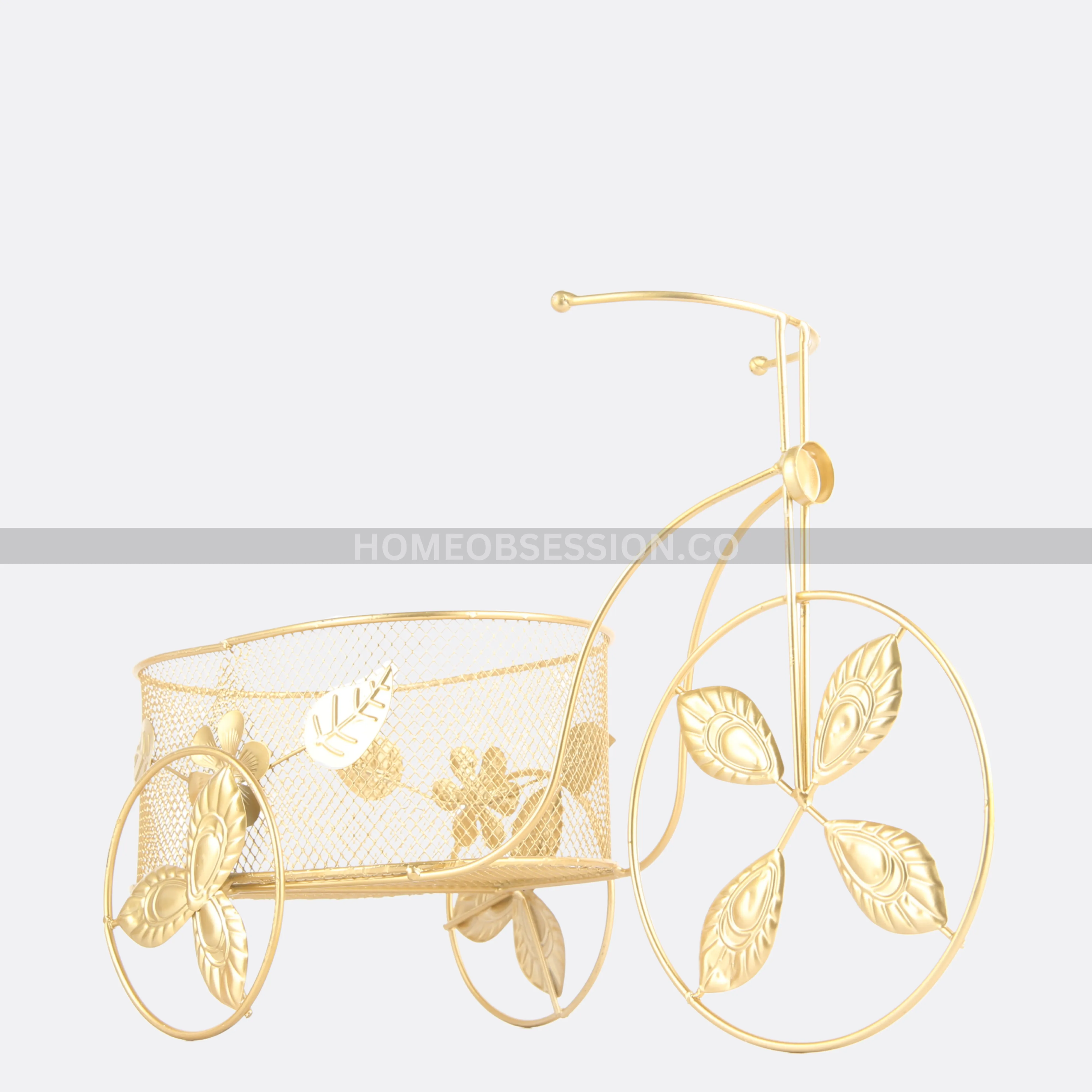 Metallic Heart Shaped Basket On Cycle