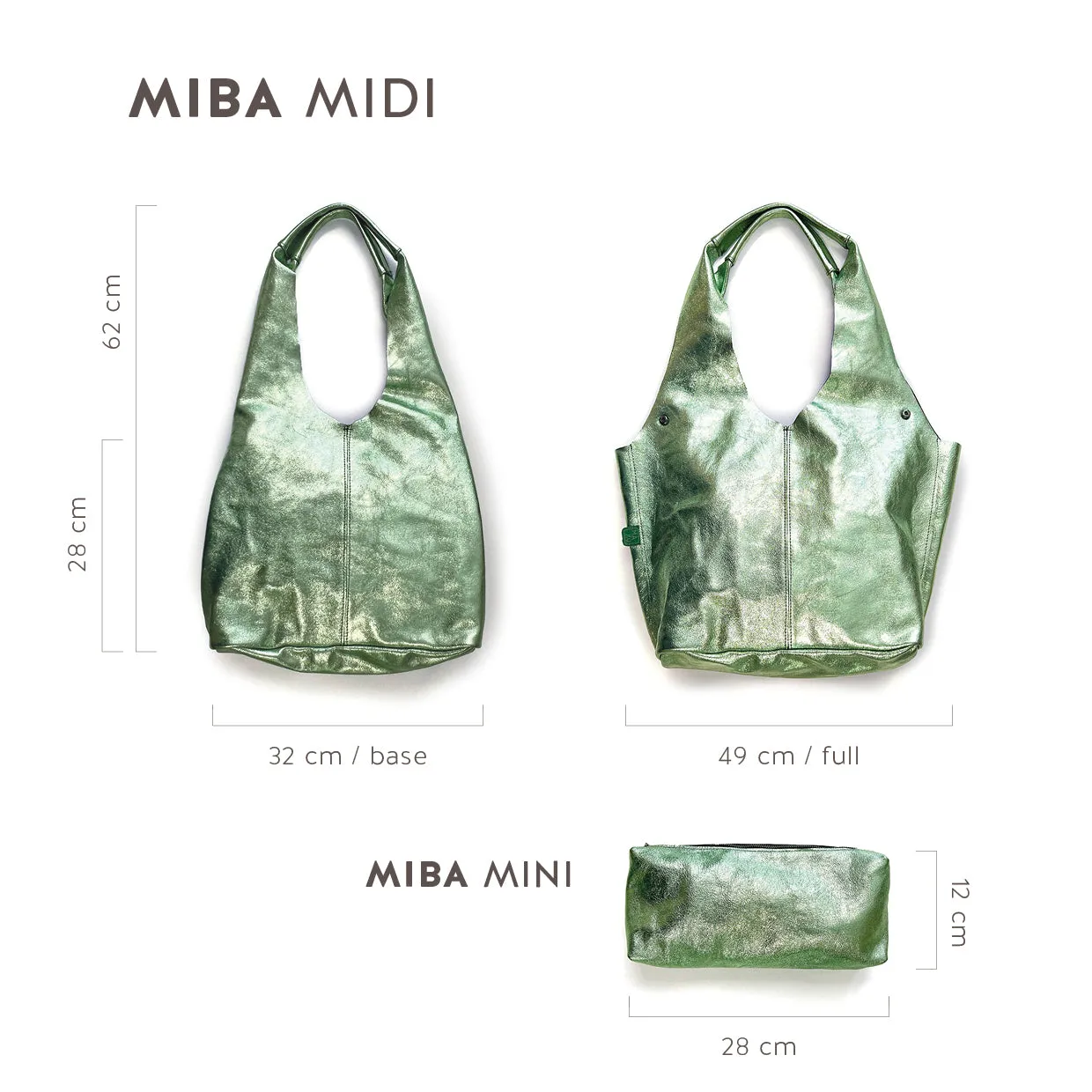 MIBA LEATHER SLOUCH BAG / Stone   Dark Green Snake Print