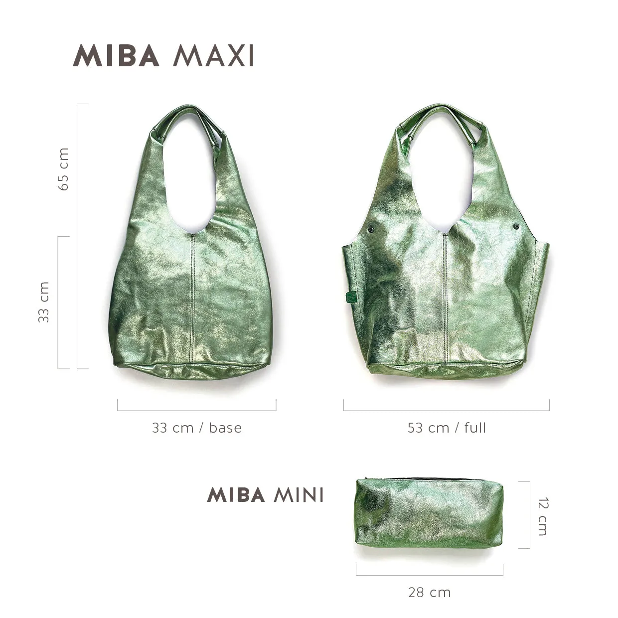 MIBA LEATHER SLOUCH BAG / Stone   Dark Green Snake Print