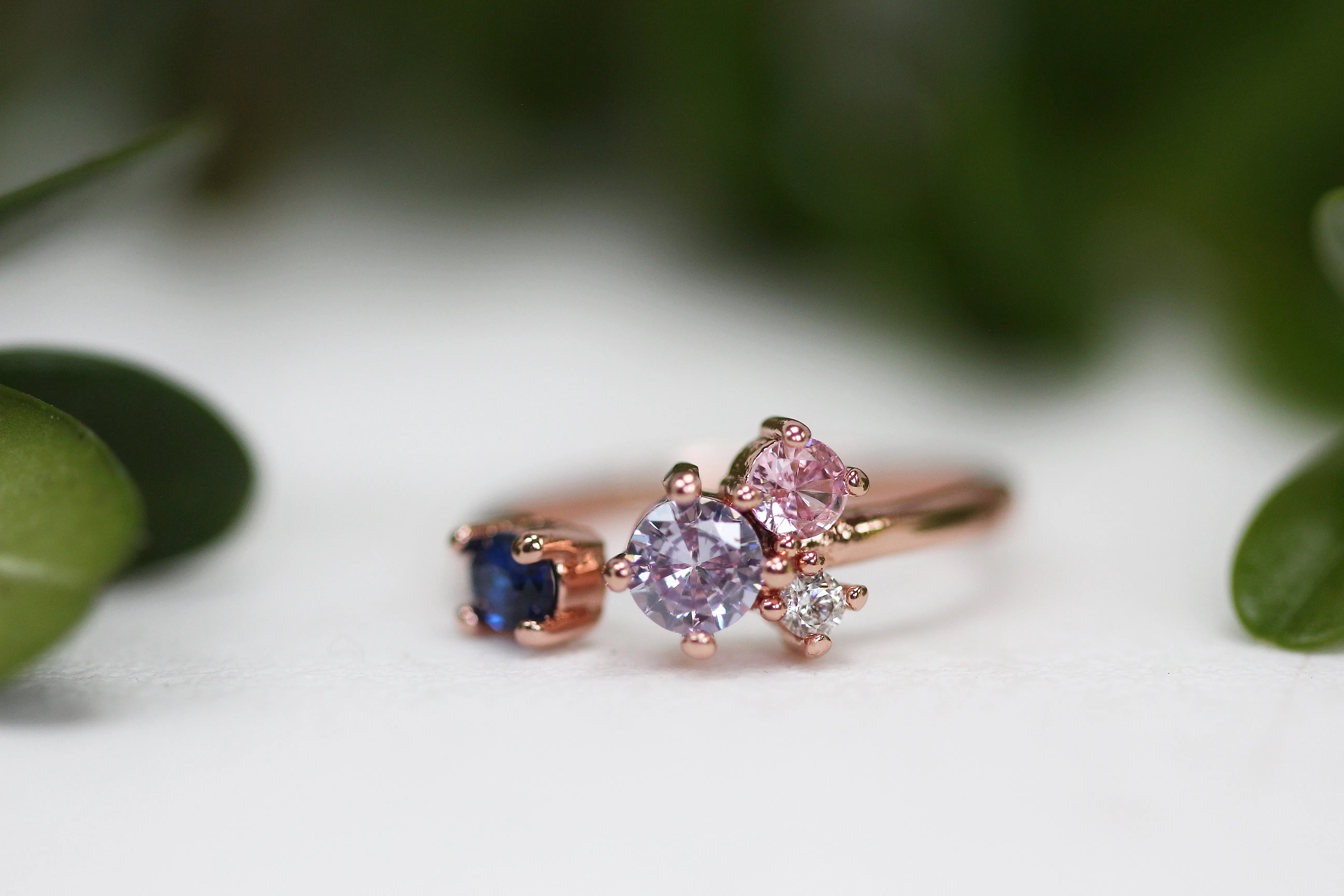 Mini Sunset Crystals Cluster Ring