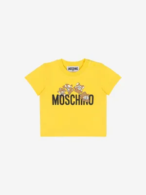 Moschino Baby Teddy Logo T-Shirt in Yellow