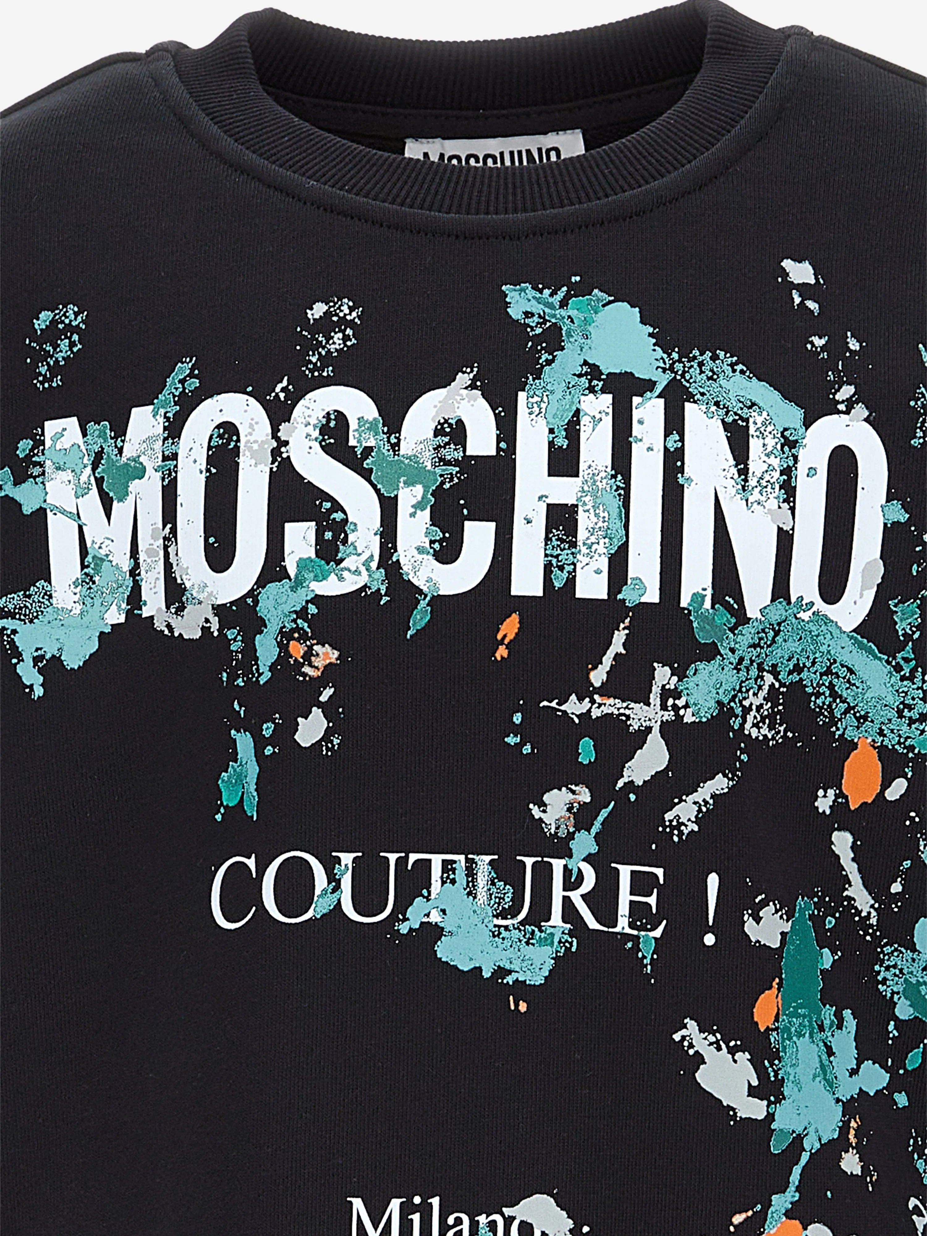 Moschino Boys Paint Splash Logo Sweatshirt in Black