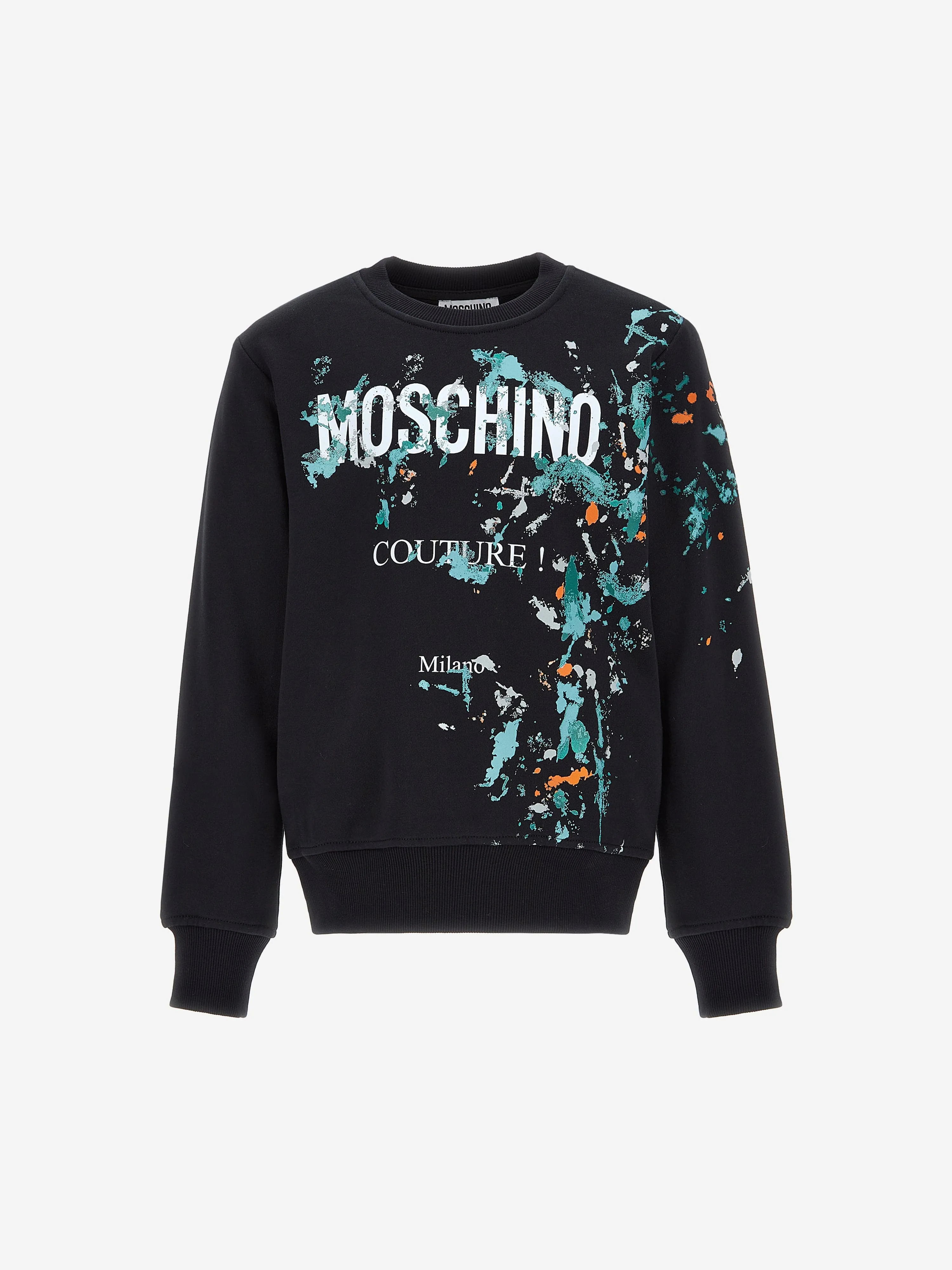 Moschino Boys Paint Splash Logo Sweatshirt in Black