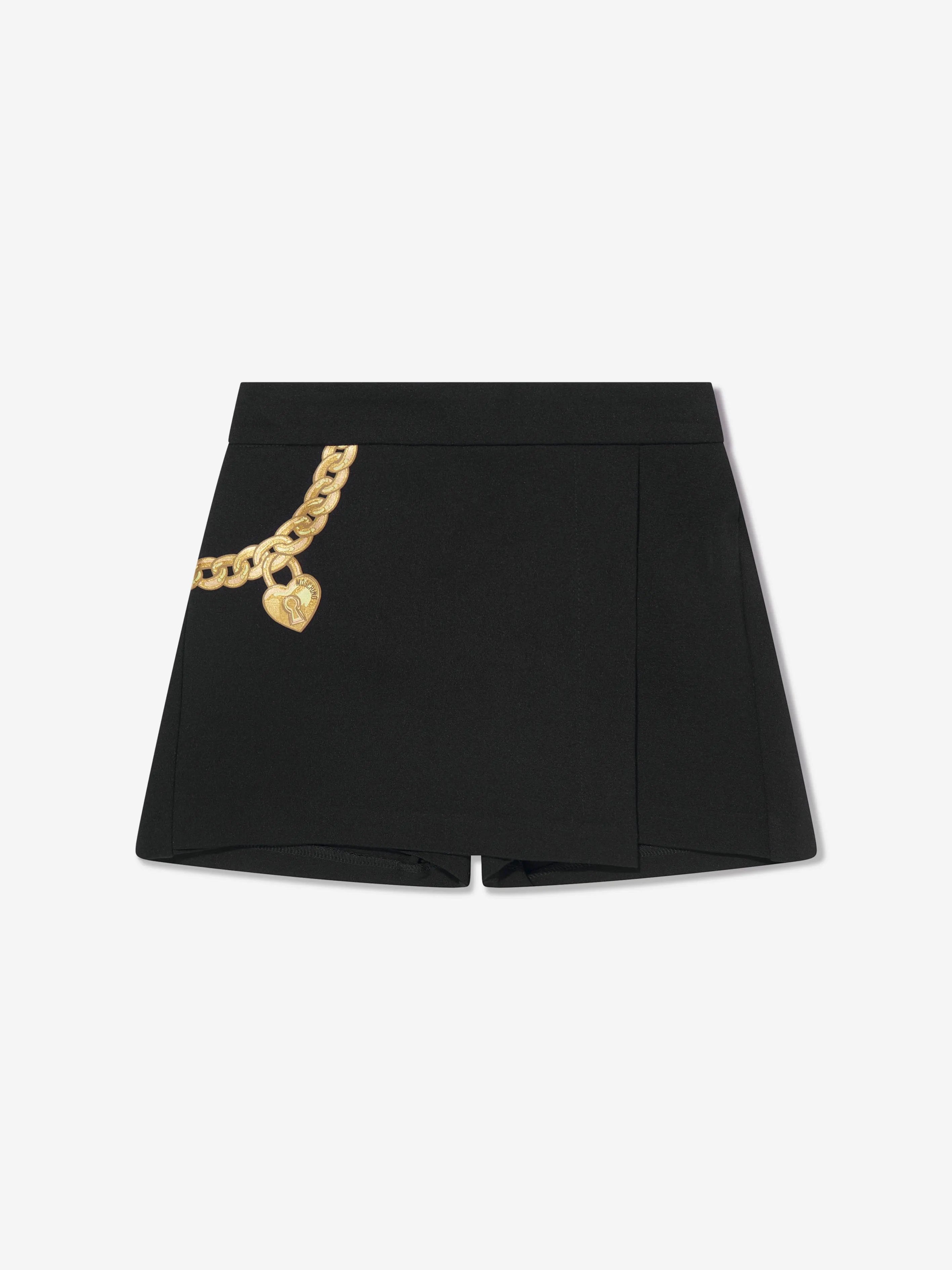 Moschino Girls Chain Print Skort in Black