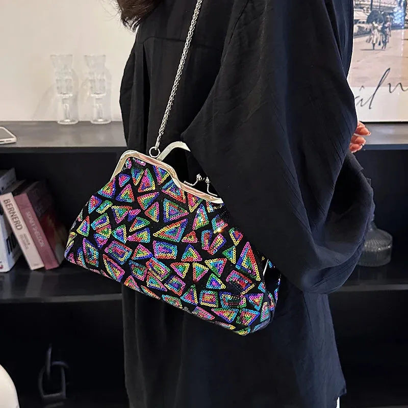 Multicolor Sequin Cross Body Evening Bag