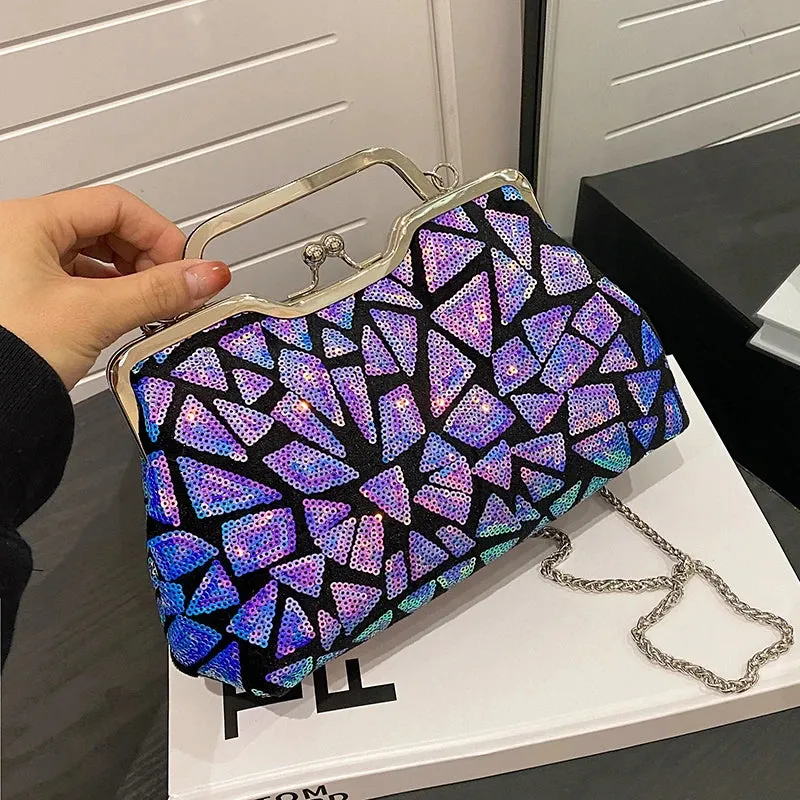 Multicolor Sequin Cross Body Evening Bag