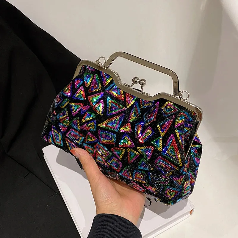 Multicolor Sequin Cross Body Evening Bag