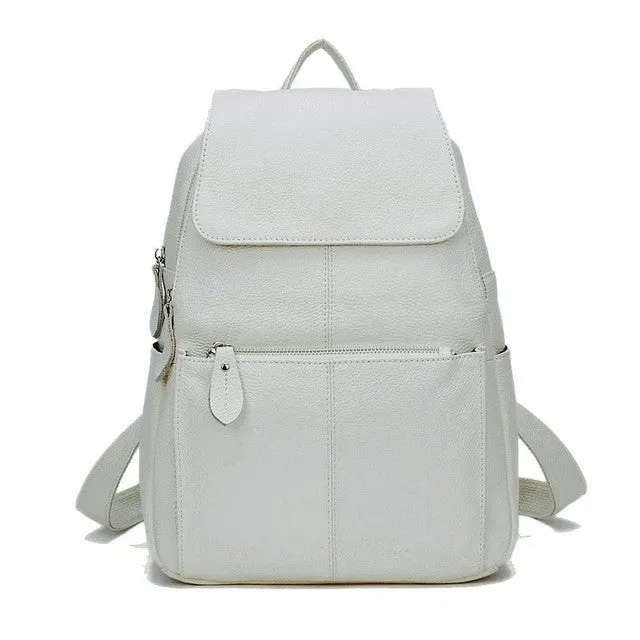 Natural Soft Genuine Leather Women's Fashion Backpack School Bags - 15 Colour