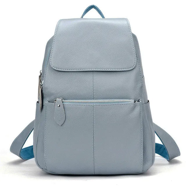 Natural Soft Genuine Leather Women's Fashion Backpack School Bags - 15 Colour