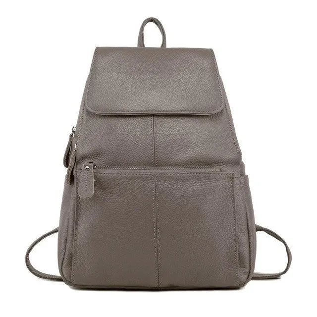 Natural Soft Genuine Leather Women's Fashion Backpack School Bags - 15 Colour